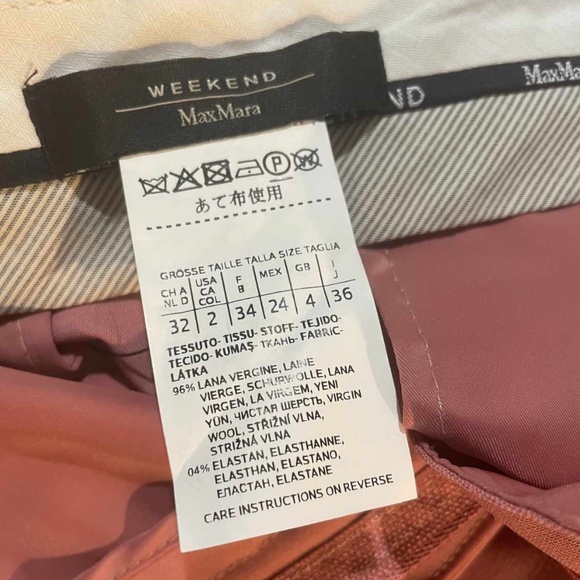 NWT Weekend Max Mara Size 2 Fauno 96% Wool Wide Leg Pants in Antique Rose pink - Picture 6 of 10